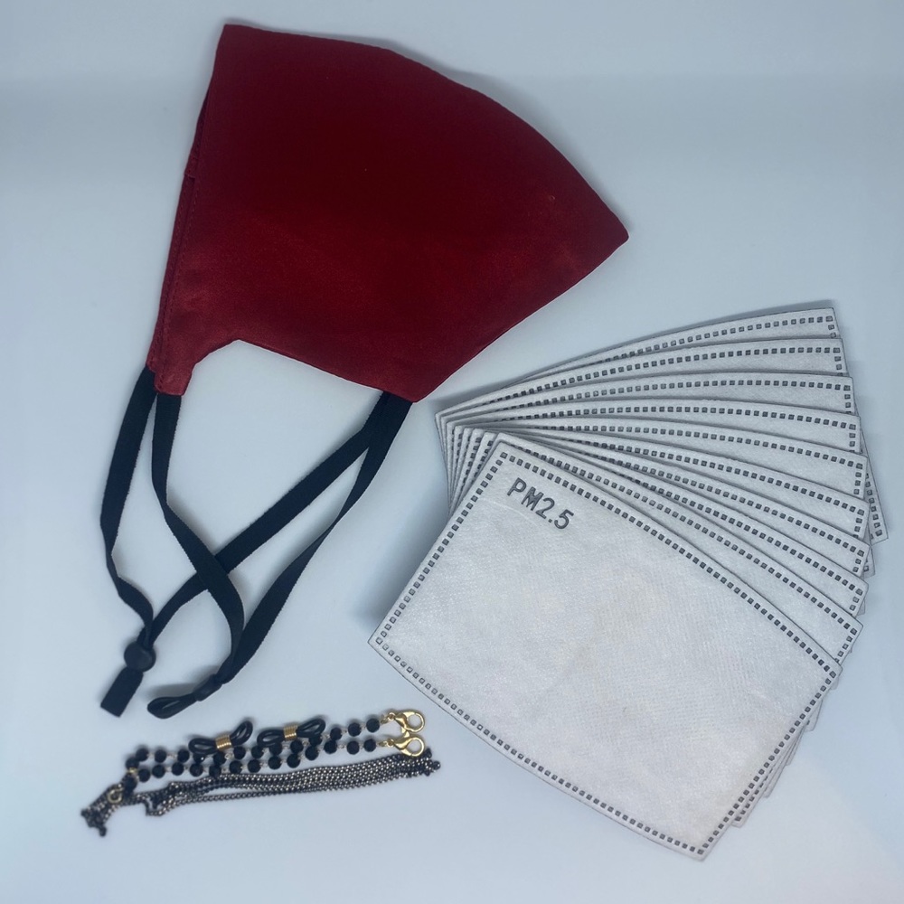 Mulberry silk facemask with lanyard & filters